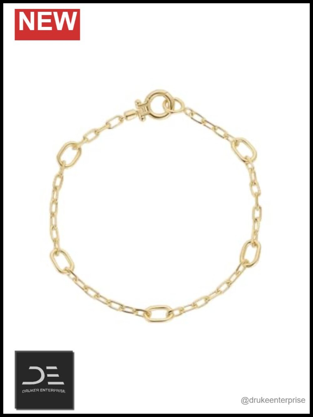 Gold Plated Link Charm Bracelet Hinge Closure Women